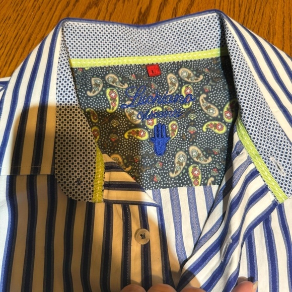 Luchiano Visconti Blue Striped Men's Shirt Size Large - Picture 2 of 3
